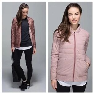 Lululemon The Bomb Bomber Reversible‎ Jacket Bark Berry / Heathered Bark Berry 8